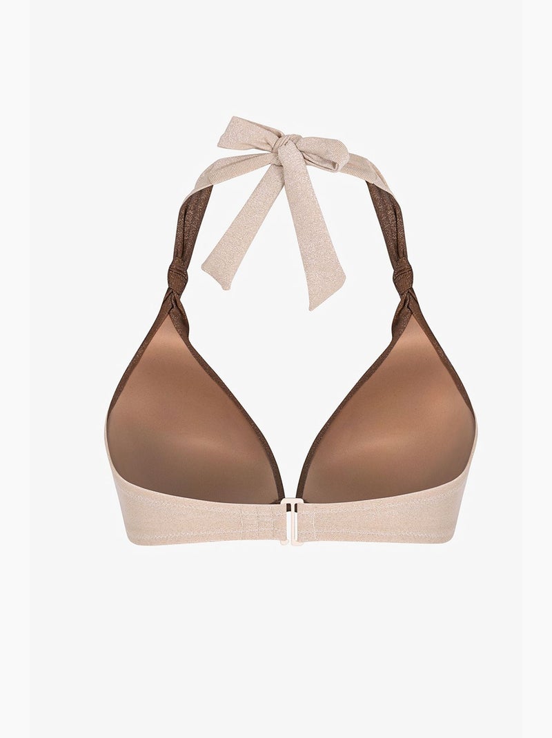 Devon top de bikini fruncido y brillante penti Beige arcilla - Kiabi