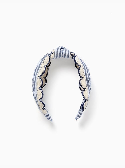 Diadema a rayas con ribete de croché - Kiabi