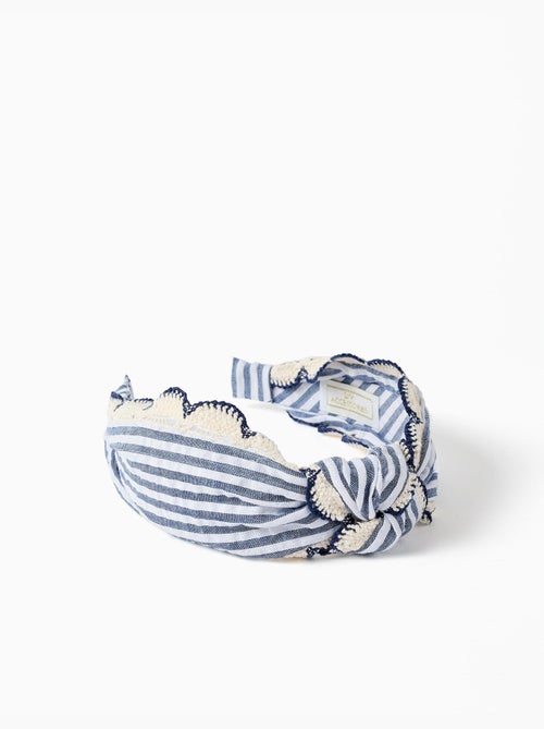 Diadema a rayas con ribete de croché - Kiabi