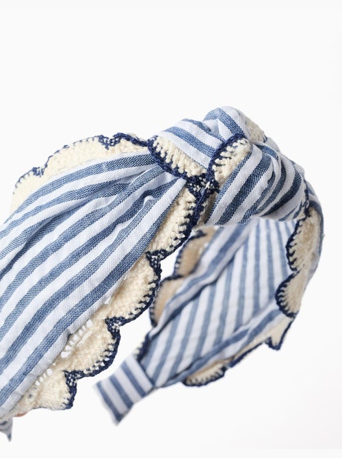 Diadema a rayas con ribete de croché - Kiabi