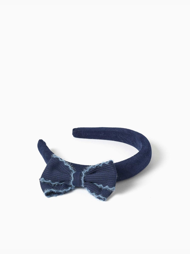 Diadema acolchada de terciopelo con lazo Azul oscuro - Kiabi
