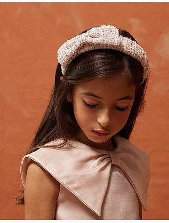 Diadema acolchada de tweed con lazo