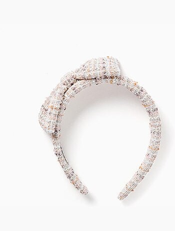 Diadema acolchada de tweed con lazo