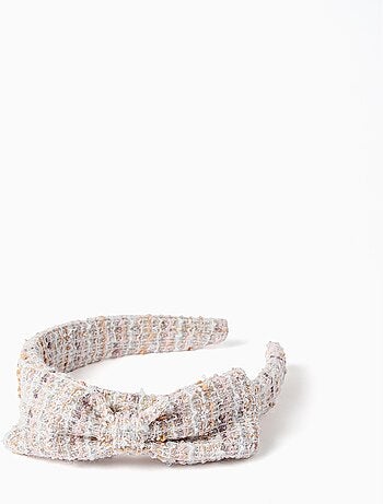 Diadema acolchada de tweed con lazo