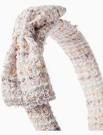 Diadema acolchada de tweed con lazo