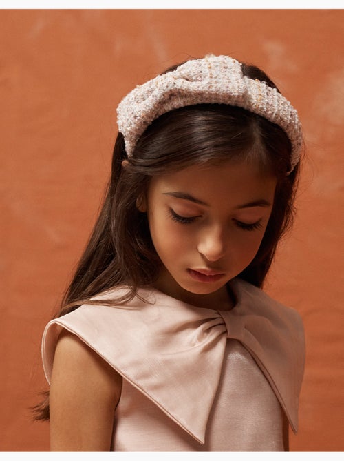 Diadema acolchada de tweed con lazo - Kiabi