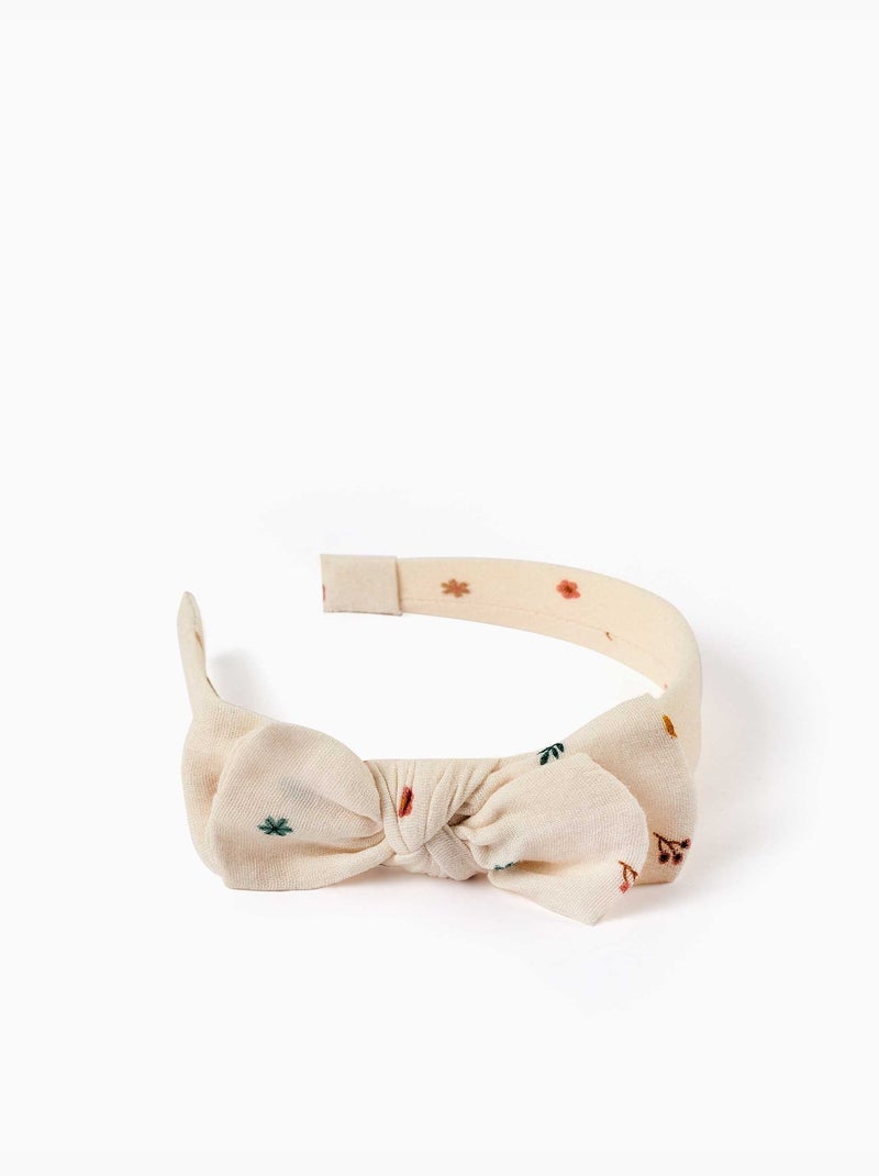 Diadema con estampado floral y lazo Blanco - Kiabi