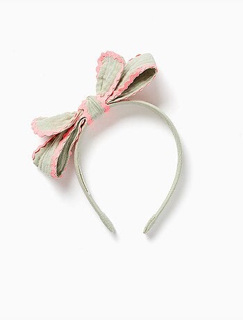 Diadema con lazo y cinta ric rac