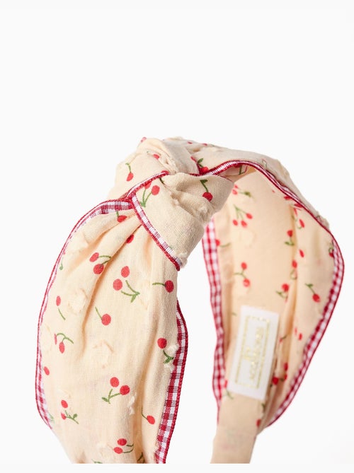 Diadema con motivo de cereza/estampado Vichy y nudo - Kiabi