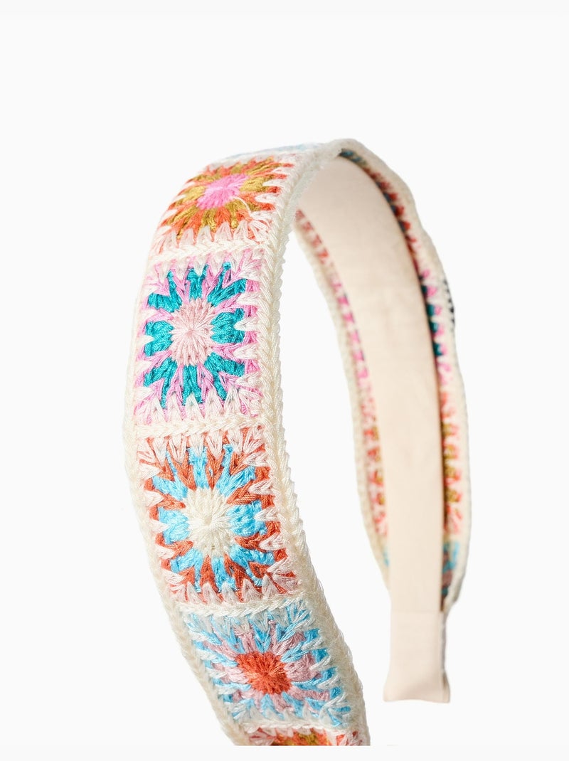 Diadema con motivo floral de ganchillo Blanco - Kiabi