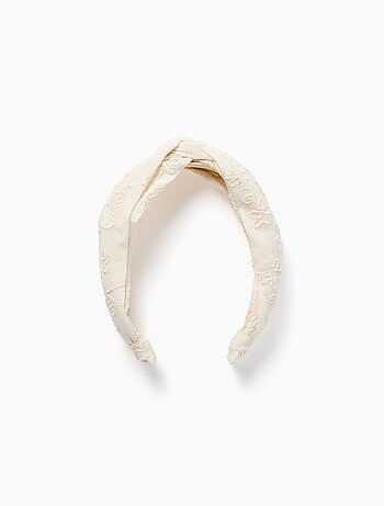 Diadema de algodón con bordado y nudo