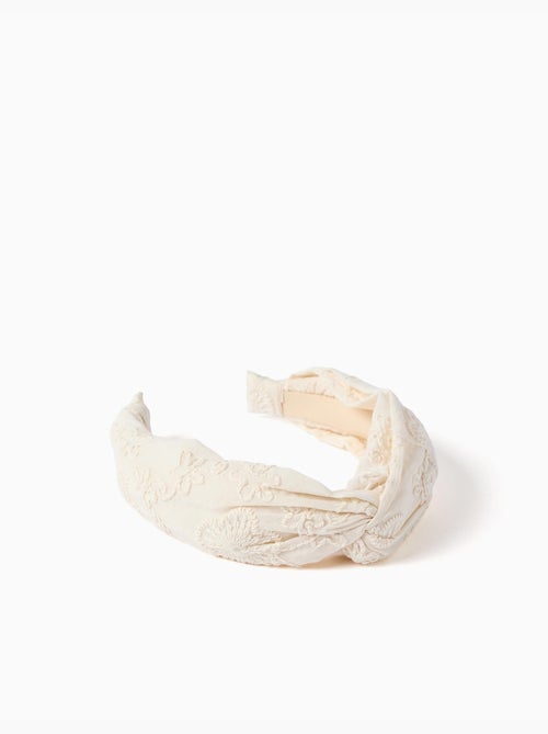 Diadema de algodón con bordado y nudo - Kiabi Diadema de algodón con bordado y nudo - Kiabi