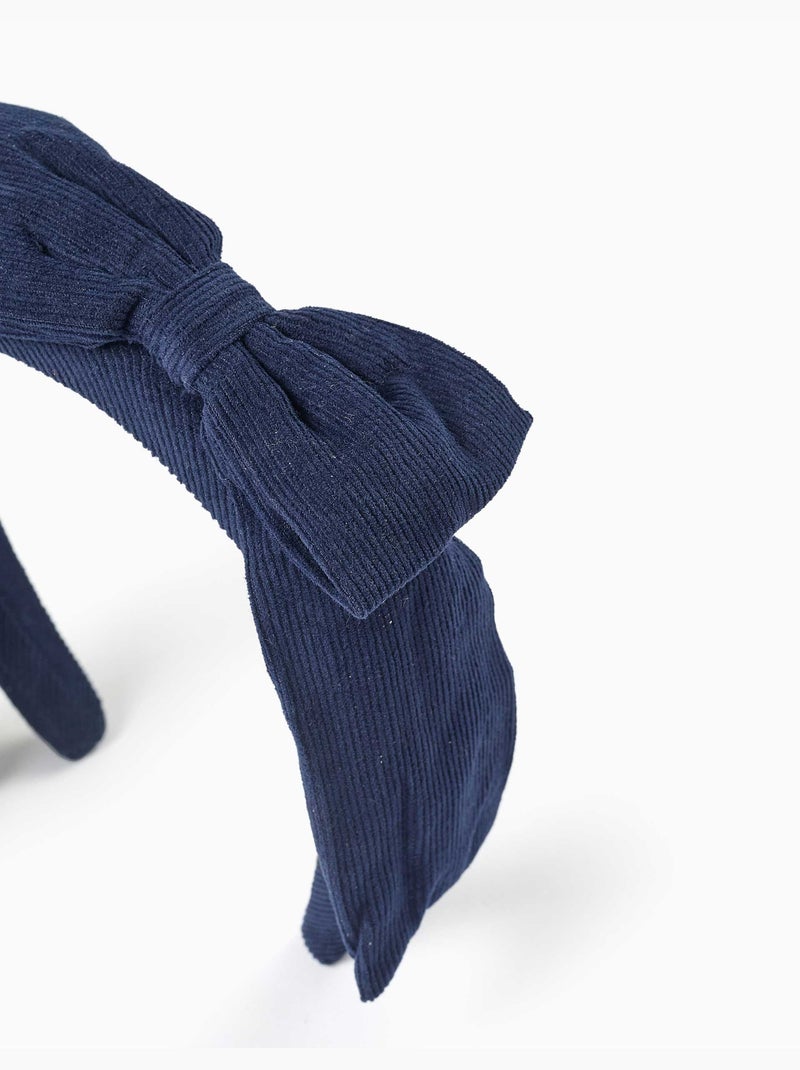 Diadema de pana con lazo en la parte superior Azul oscuro - Kiabi