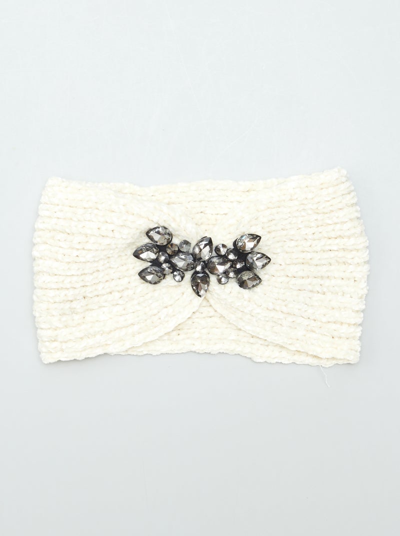 Diadema de punto con joya BEIGE - Kiabi