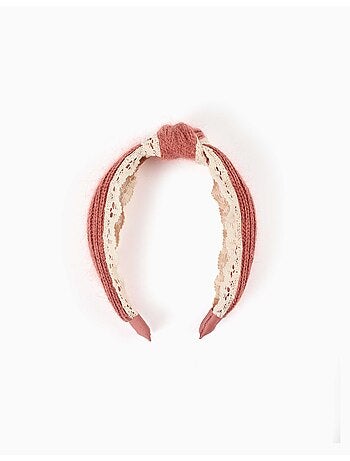 Diadema de punto con ribete de crochet