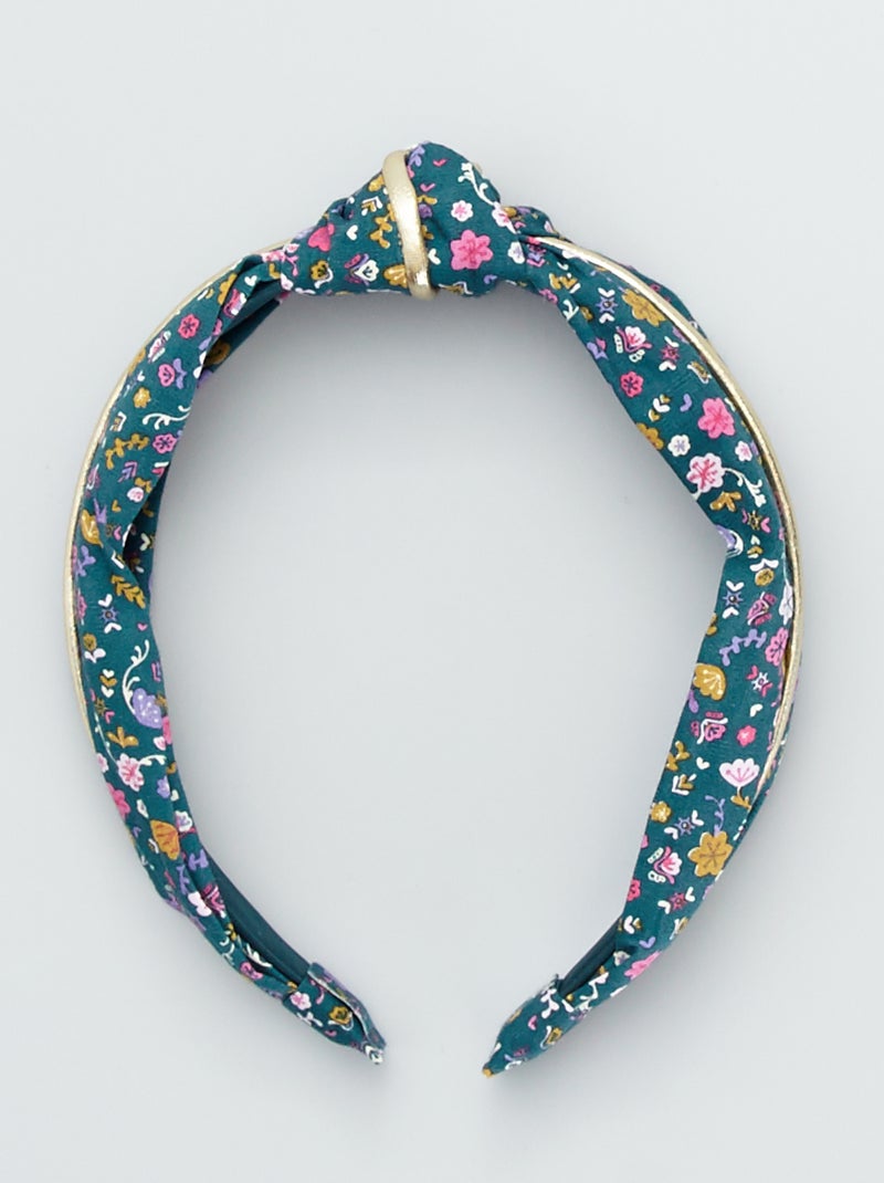 Diadema de tela estampada verde gris - Kiabi