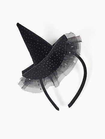 Diadema de terciopelo con sombrero de bruja