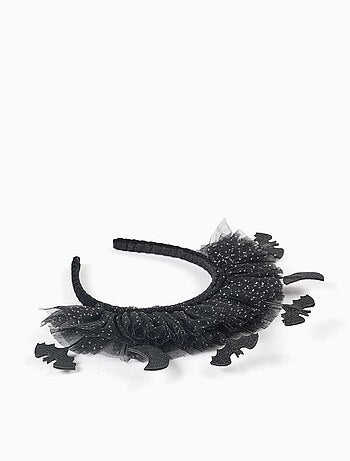 Diadema de tul con lunas y murciélagos