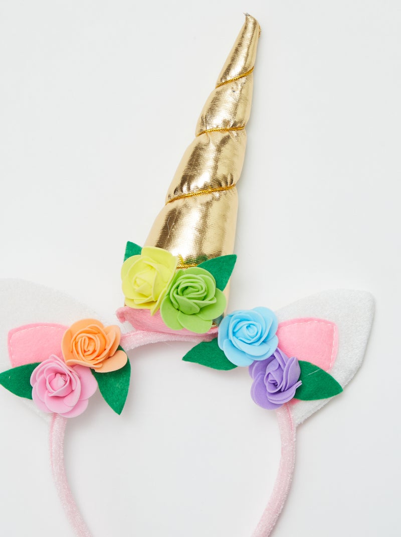 Diadema de unicornio con flores BLANCO - Kiabi