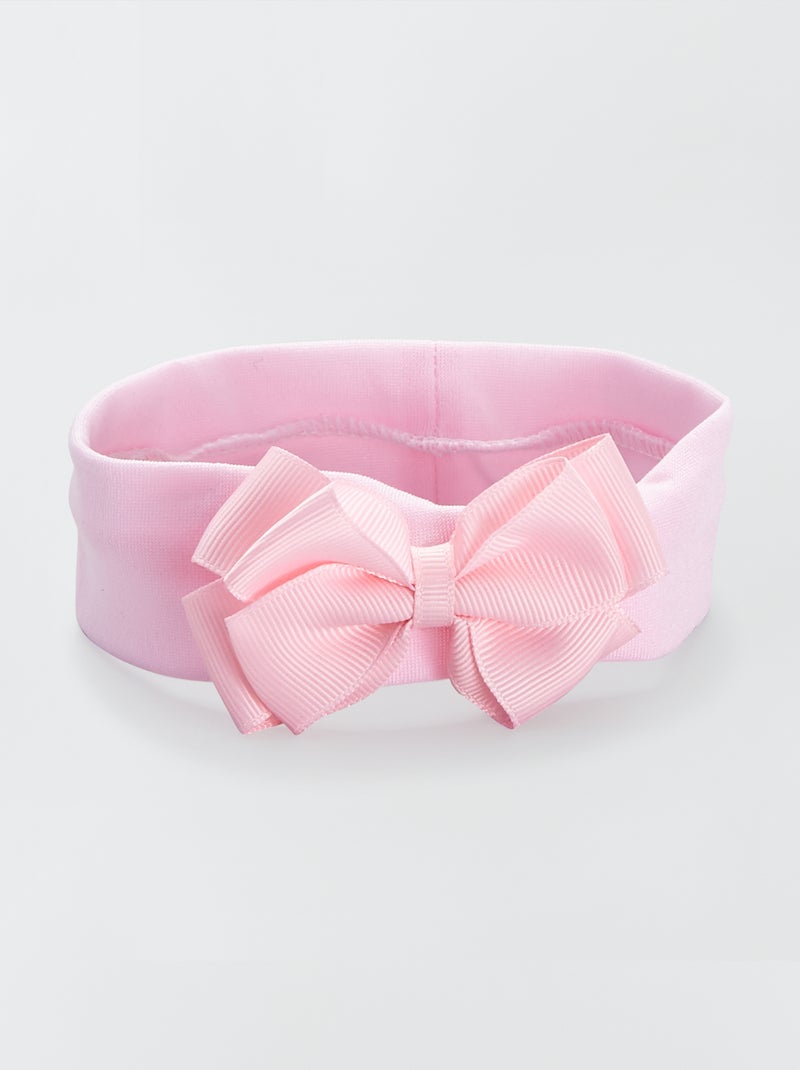 Diadema elástica con lazo rosa - Kiabi