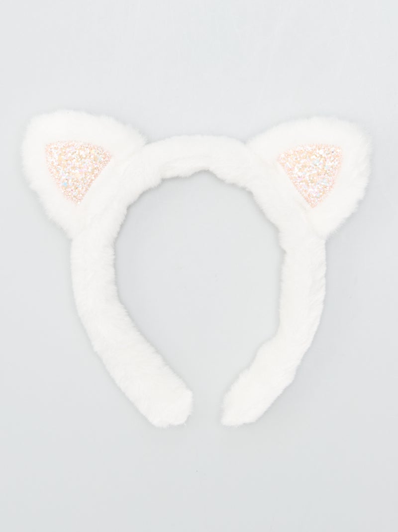 Diadema 'gato' de pelo sintético BLANCO - Kiabi