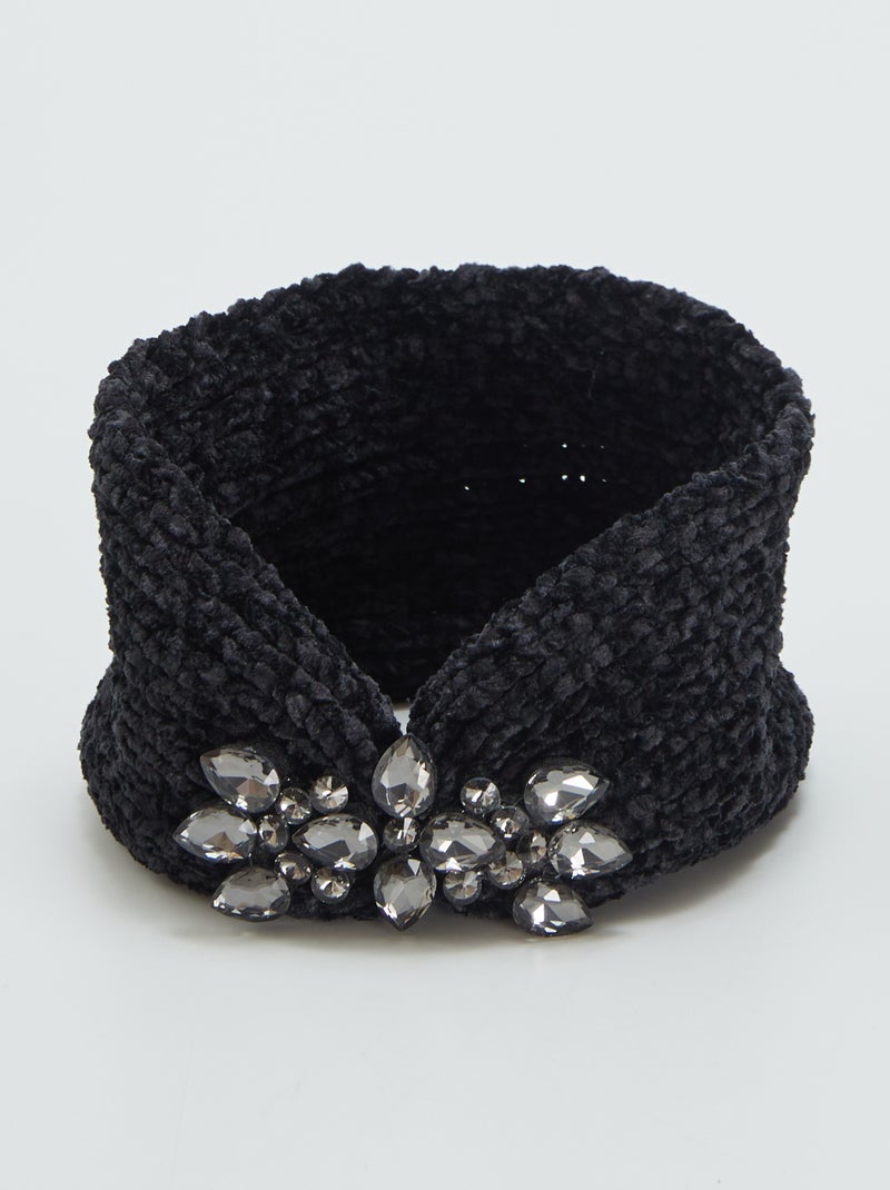 Diadema orejeras con strass NEGRO - Kiabi