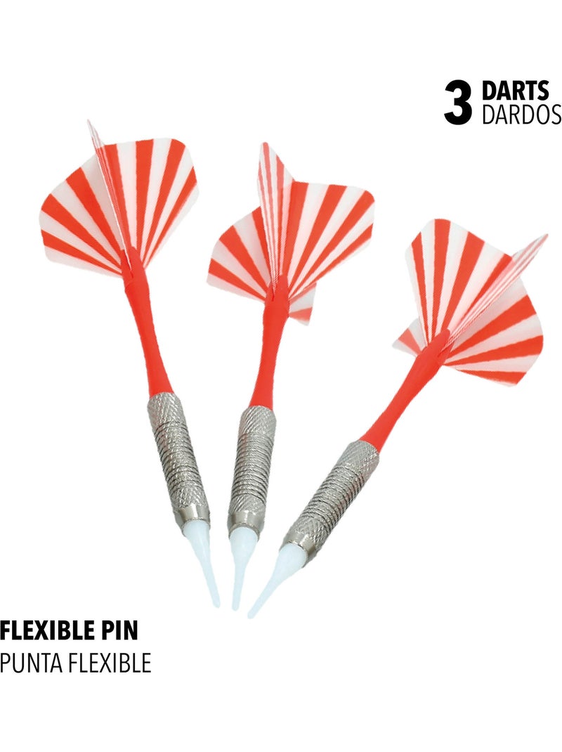 Diana electrónica con pantalla, 29 juegos y 3 dardos flexibles aktive N/D - Kiabi