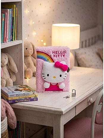 Diario íntimo peluche 3d a5 con candado hello kitty sanrio