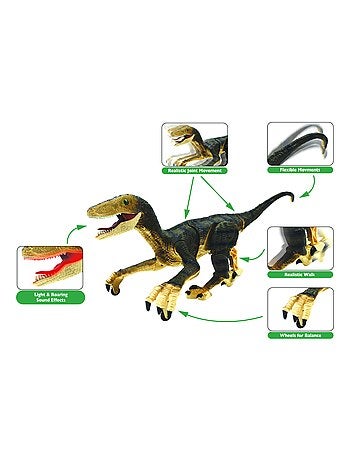 Dinosaurio Velociraptor RC teledirigido con efectos de sonido realistas