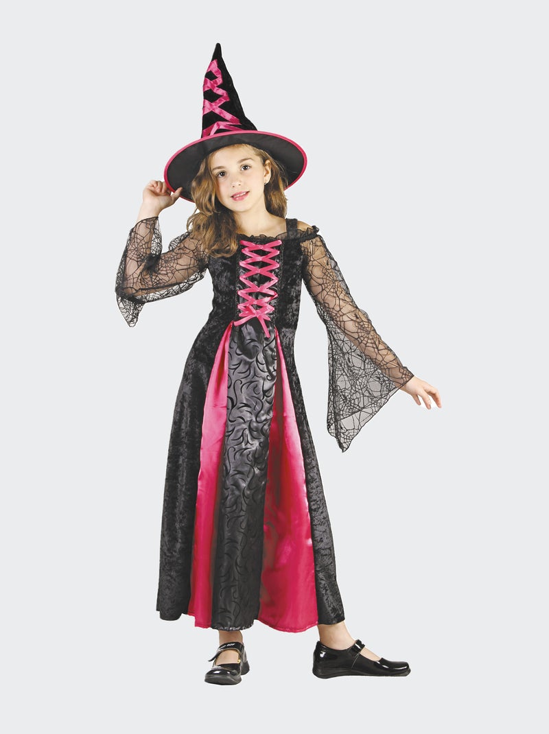 Disfraz de bruja + sombrero negro/rosa - Kiabi