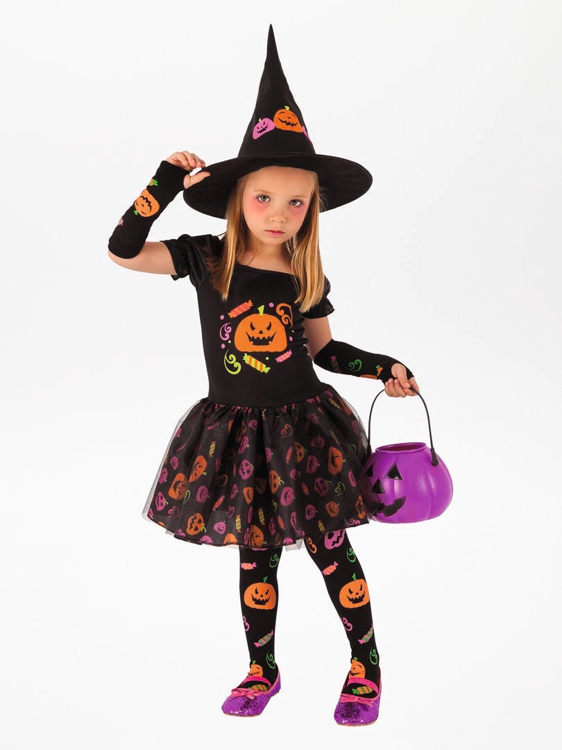 Disfraz de bruja vestido + guantes + sombrero Negro - Kiabi