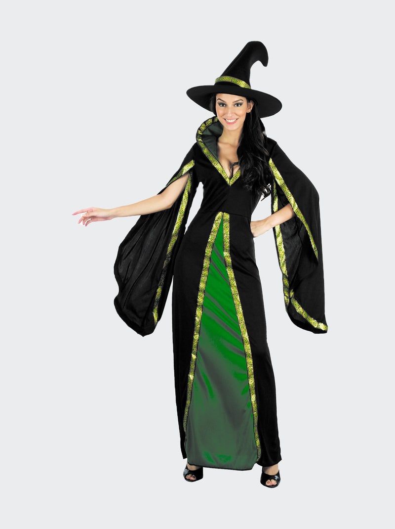 Disfraz de bruja vestido + sombrero negro/verde - Kiabi