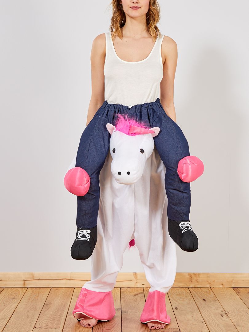 Disfraz de caballero sobre unicornio con efecto óptico rosa blanco - Kiabi