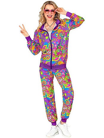 Disfraz de Chándal Hippie Flower Power Neón