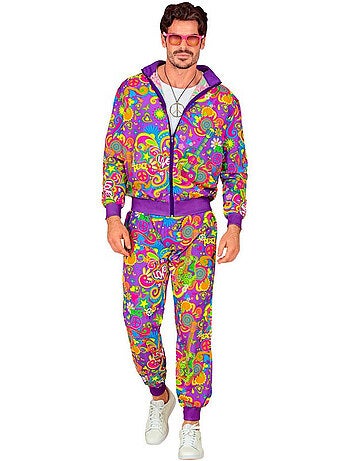 Disfraz de Chándal Hippie Flower Power Neón