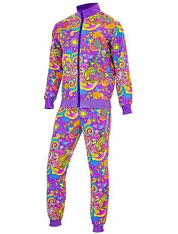 Disfraz de Chándal Hippie Flower Power Neón