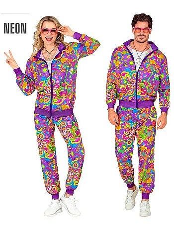 Disfraz de Chándal Hippie Flower Power Neón