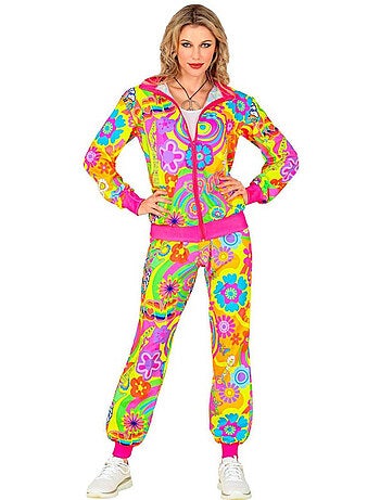 Disfraz de Chándal Hippie Groovy Love fluorescente