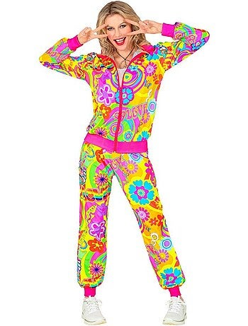 Disfraz de Chándal Hippie Groovy Love fluorescente