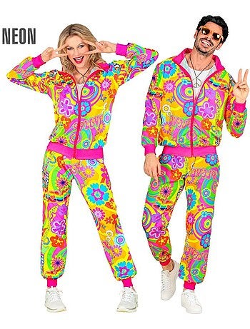 Disfraz de Chándal Hippie Groovy Love fluorescente