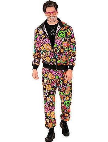 Disfraz de Chándal Hippie Groovy Love fluorescente oscuro