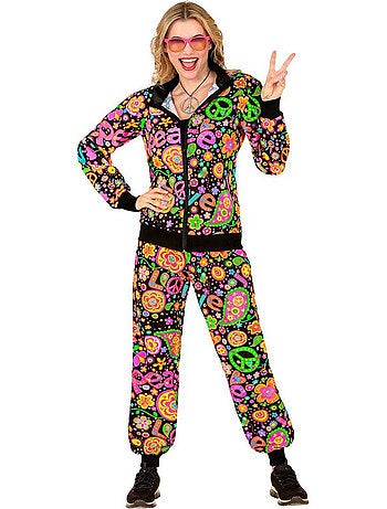 Disfraz de Chándal Hippie Groovy Love fluorescente oscuro