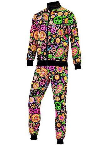 Disfraz de Chándal Hippie Groovy Love fluorescente oscuro