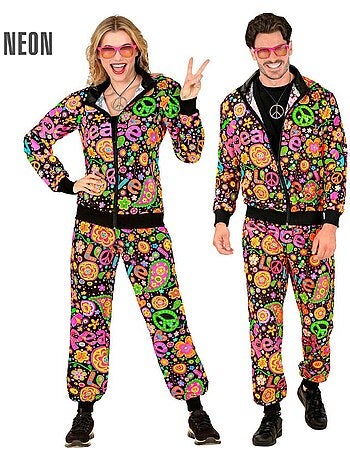 Disfraz de Chándal Hippie Groovy Love fluorescente oscuro