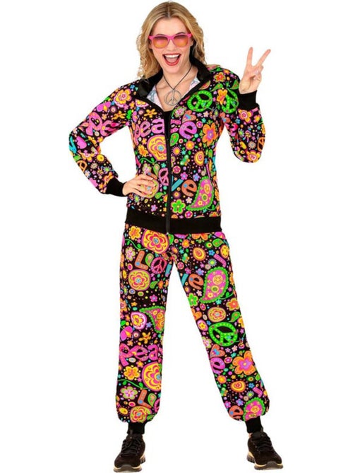 Disfraz de Chándal Hippie Groovy Love fluorescente oscuro - Kiabi