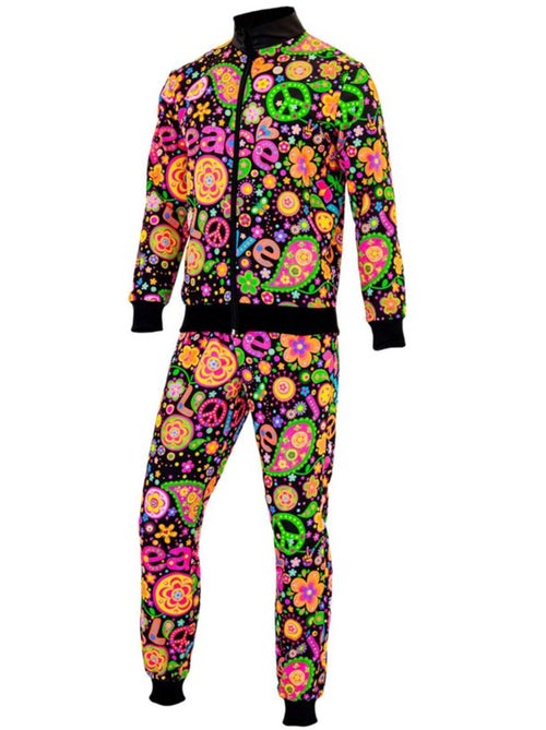 Disfraz de Chándal Hippie Groovy Love fluorescente oscuro - Kiabi