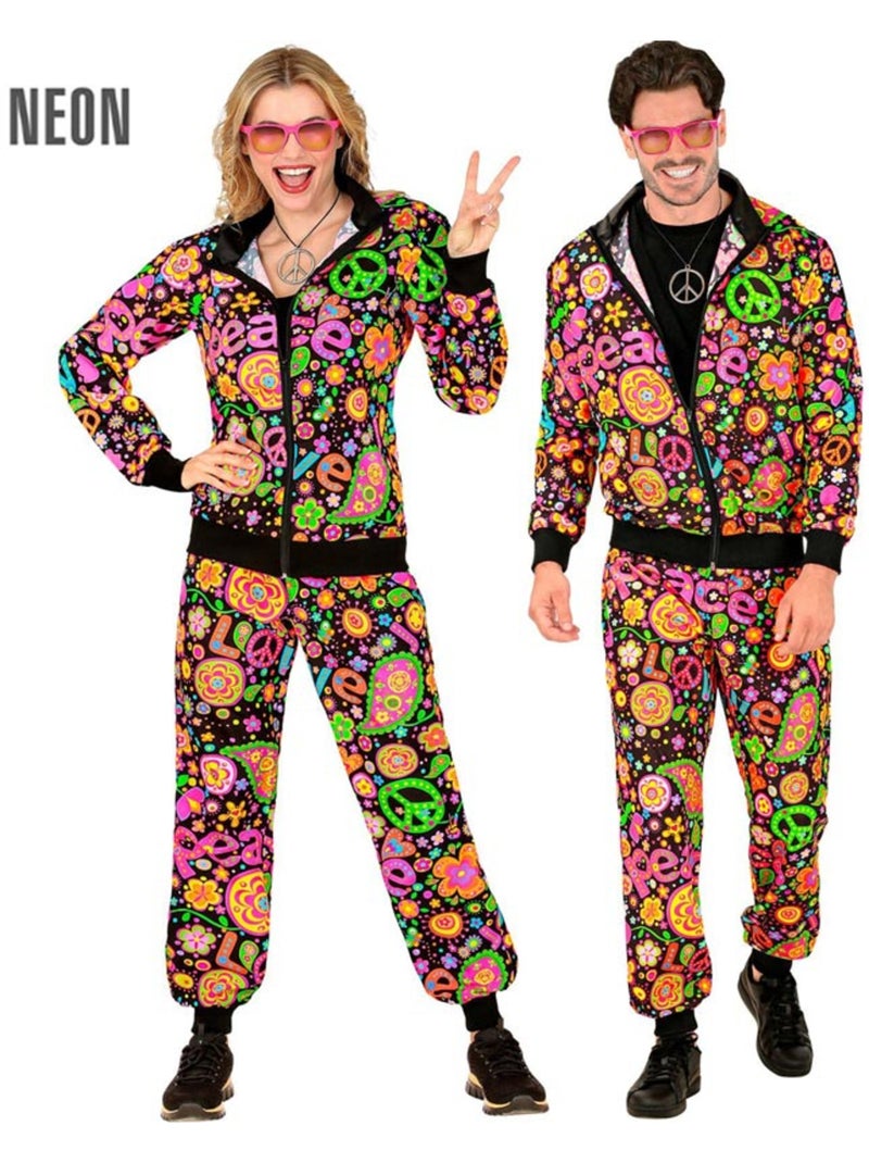 Disfraz de Chándal Hippie Groovy Love fluorescente oscuro Multicolor - Kiabi