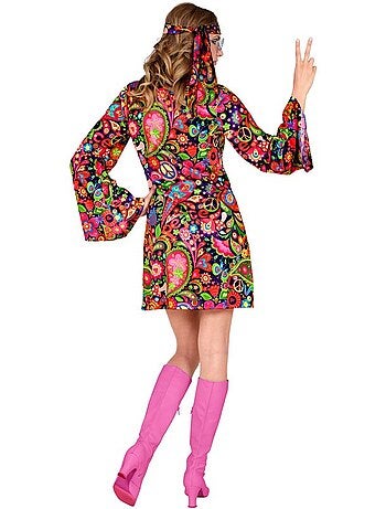Disfraz de Chica Hippie en vestido psicodélico