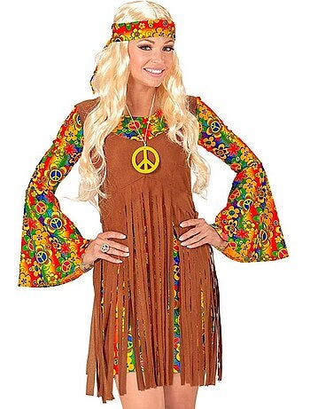 Disfraz de Chica Hippie flecos largos