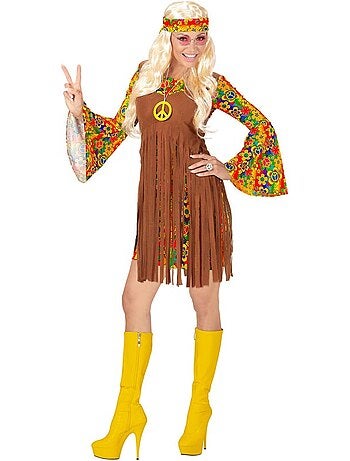 Disfraz de Chica Hippie flecos largos